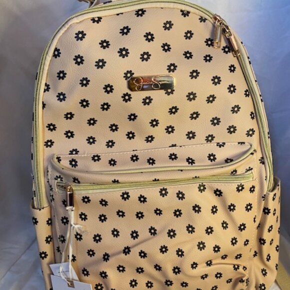 Jessica Simpson Floral Faux Leather Laptop/Backpack Beige Tan Woman's (NEW) - Picture 1 of 11